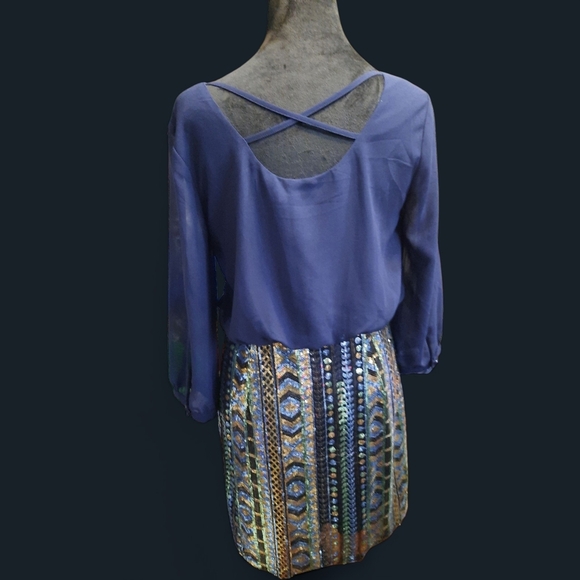 NWT Dani Collection Elegant Blue and Multicolor Women's Dress Size L - Picture 12 of 13